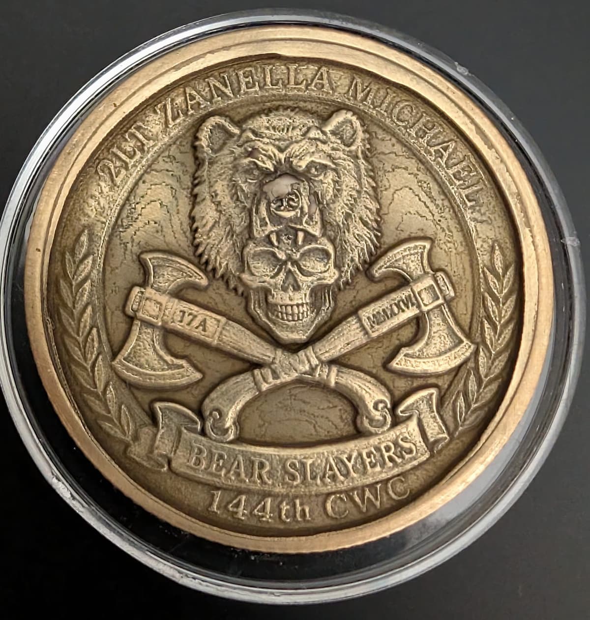 Brass challenge coin, 40 mm full relief