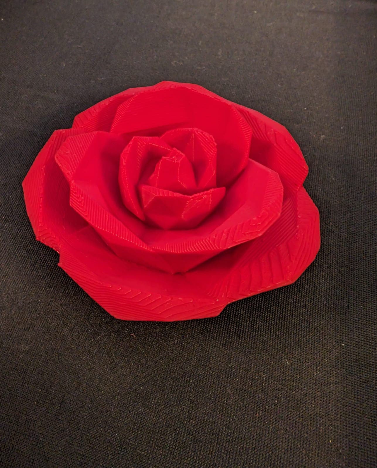 Low-poly rose, printed in one piece